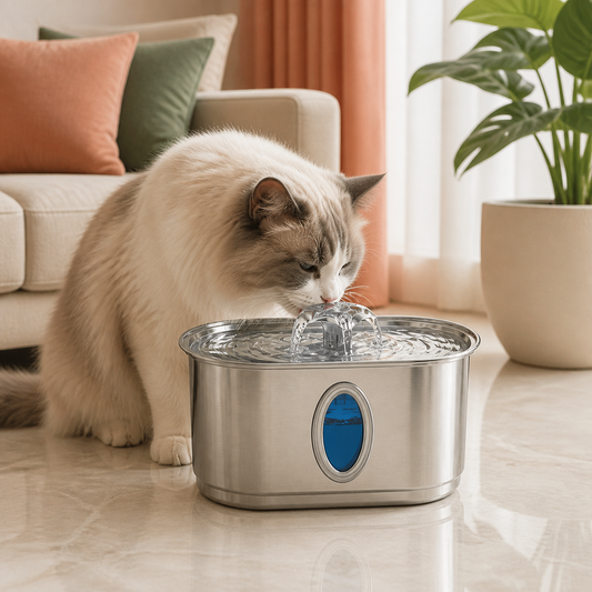 WANQI TY12 3.2L Stainless Steel Flower Cat Water Fountain